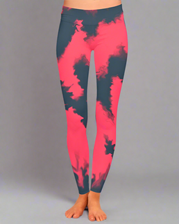 Liquid Pink & Black Gym Tights for Women