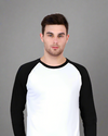 Men's White & Black Full Sleeve Raglan T-shirt