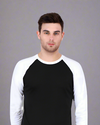 Men's Black & White Full Sleeve Raglan T-shirt