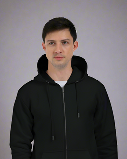 Men's Black Heavyweight Fleece Zip Hoodie