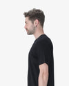 Men's Black Longline Curved T-Shirt