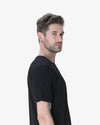 Men's Black Longline Curved T-Shirt