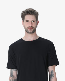 Men's Black Longline Curved T-Shirt