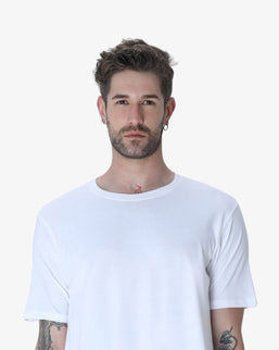 Men's White Longline Curved T-Shirt