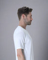 Men's White Longline Curved T-Shirt