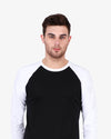 Men's Black & White Full Sleeve Raglan T-shirt