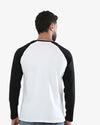 Men's White & Black Full Sleeve Raglan T-shirt
