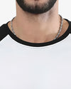 Men's White & Black Full Sleeve Raglan T-shirt