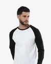 Men's White & Black Full Sleeve Raglan T-shirt