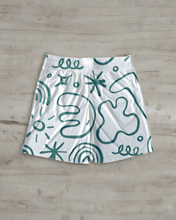 Playful Doodle All-Over Printed Knit Shorts-Unisex