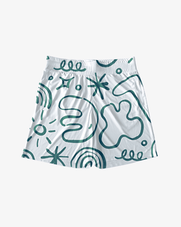 Playful Doodle All-Over Printed Knit Shorts-Unisex