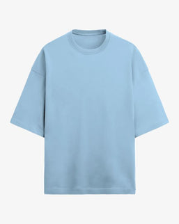 Unisex Solid Baby Blue Terry Oversized T-Shirt