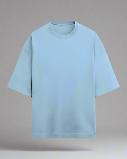 Unisex Solid Baby Blue Terry Oversized T-Shirt