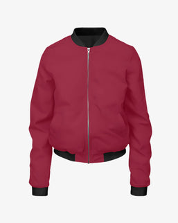 Women-Solid-Bomber-Jacket-Burgundy