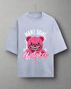 Women's Bear & Slogan Printed Terry Oversized T-Shirt