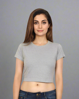 Women's Stylish Crop Tops Grey Melange