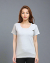 Women's Round Neck Half Sleeve Classic Grey Melange