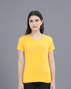 Women's Round Neck Half Sleeve Classic Golden Yellow