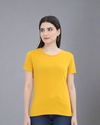 Women's Round Neck Half Sleeve Classic Mustard Yellow