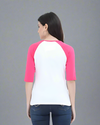 Women's Pink and White Raglan Full Sleeve T-Shirt