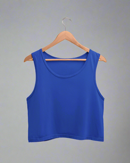 Women's Royal Blue Folded Neck Crop Tank