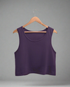 Women's Purple Folded Neck Crop Tank