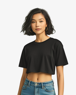 Women Gen Z Baby Tee Black Front