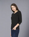 Women’s Black 3/4th Sleeve T-Shirt