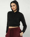 Women's Crop Hoodie- Bold Black