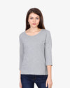 Women’s Grey Melange 3/4th Sleeve T-Shirt