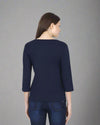 Women’s Navy Blue 3/4th Sleeve T-Shirt