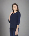 Women’s Navy Blue 3/4th Sleeve T-Shirt