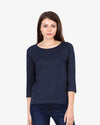 Women’s Navy Blue 3/4th Sleeve T-Shirt