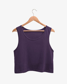 Women's Purple Folded Neck Crop Tank