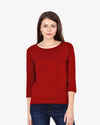 Women’s Red 3/4th Sleeve T-Shirt