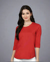 Women’s Red 3/4th Sleeve T-Shirt