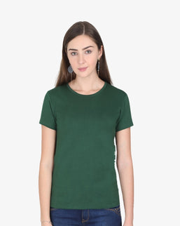 Women's Round Neck Half Sleeve Classic Bottle Green