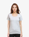 Women's Round Neck Half Sleeve Classic Grey Melange