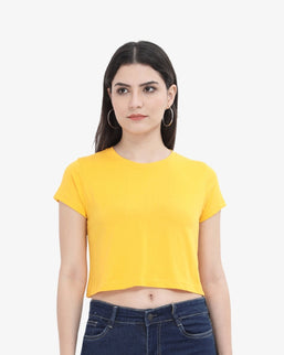 Women's Stylish Crop Tops Golden Yellow