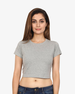 Women's Stylish Crop Tops Grey Melange