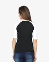 Women's White and Black Raglan Full Sleeve T-Shirt