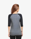 Women's Black Charcoal Melange Raglan Full Sleeve T-Shirt