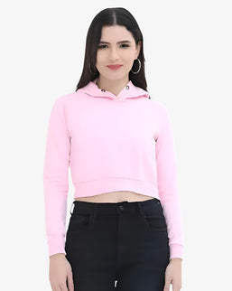 Women's Crop Hoodie- Light PInk