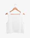 Women's White Folded Neck Crop Tank